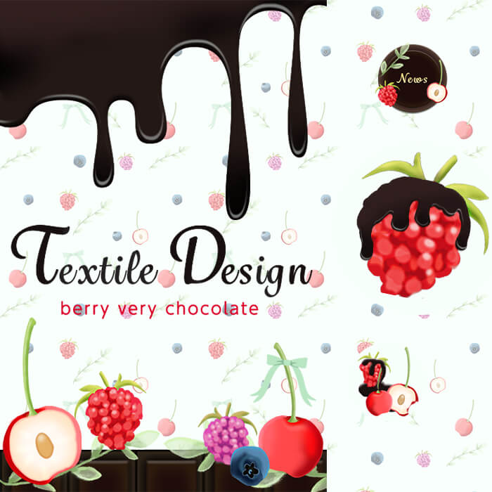 Textile design berry very chocolate
